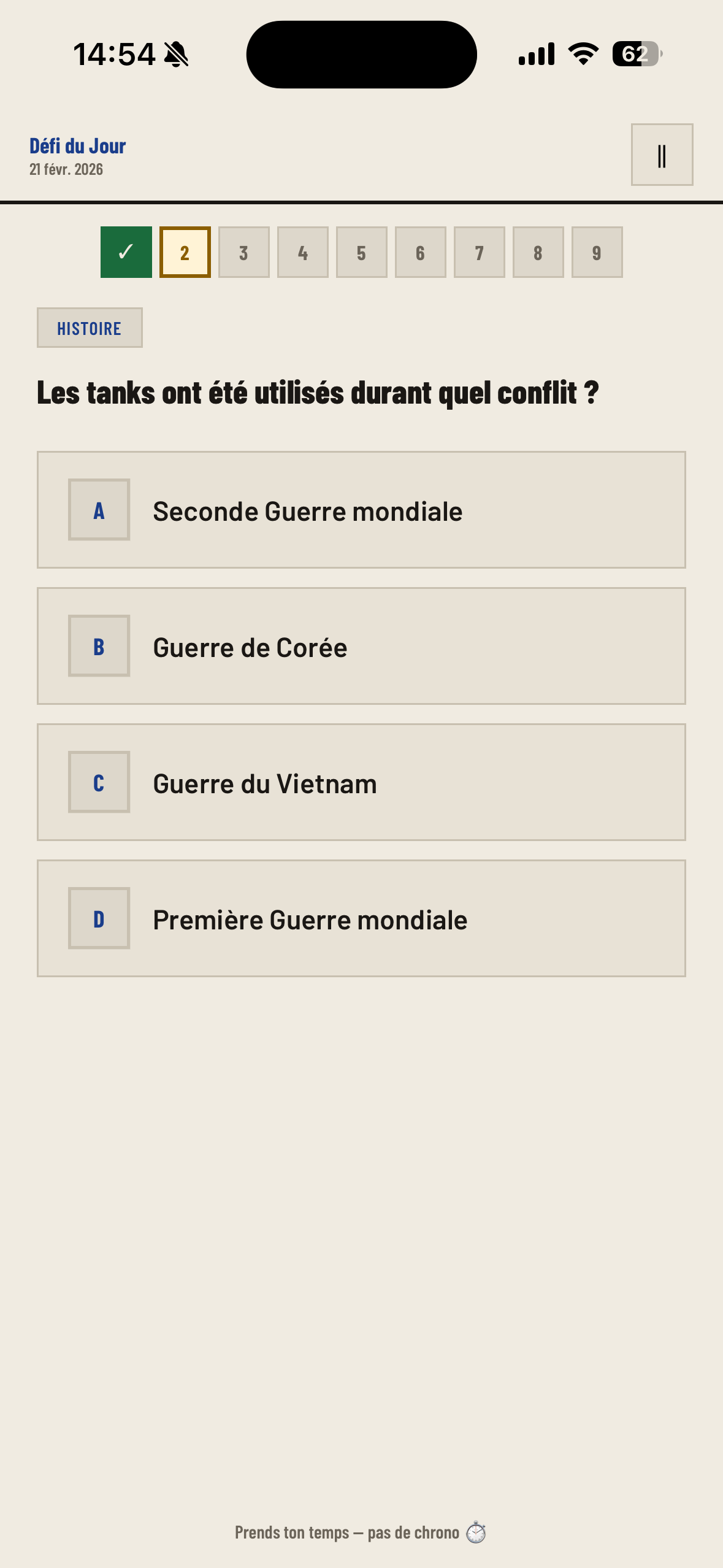 NineOut — Question du quiz du jour